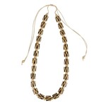 India Necklace barrel shapes wood/cord 40L browns Wooden Barrel Bead Necklace