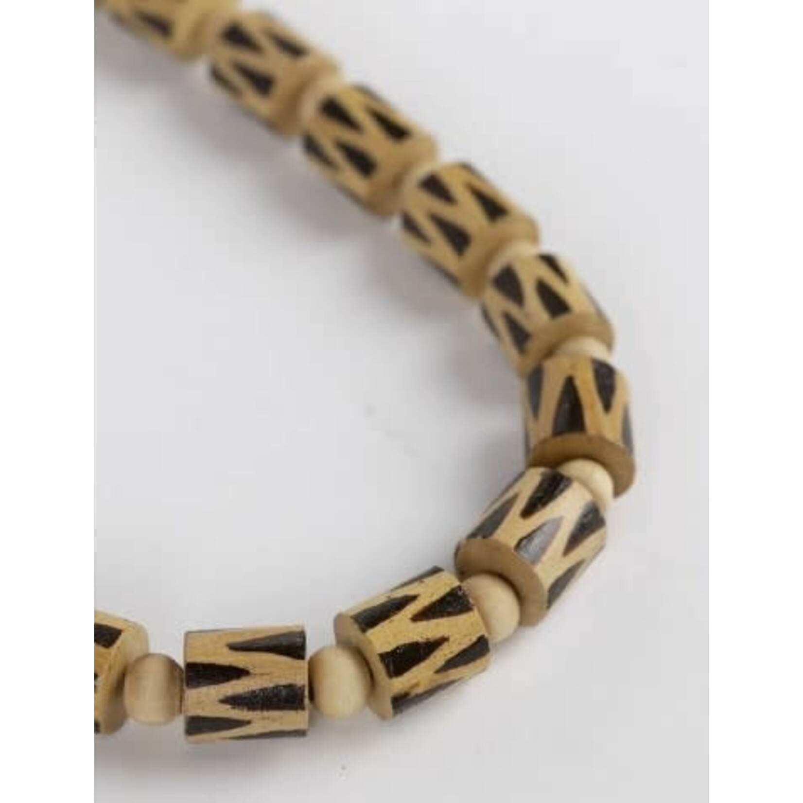 India Necklace barrel shapes wood/cord 40L browns Wooden Barrel Bead Necklace