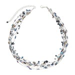 India Necklace Mltistrnd Thread/Bead Irdscnt B
