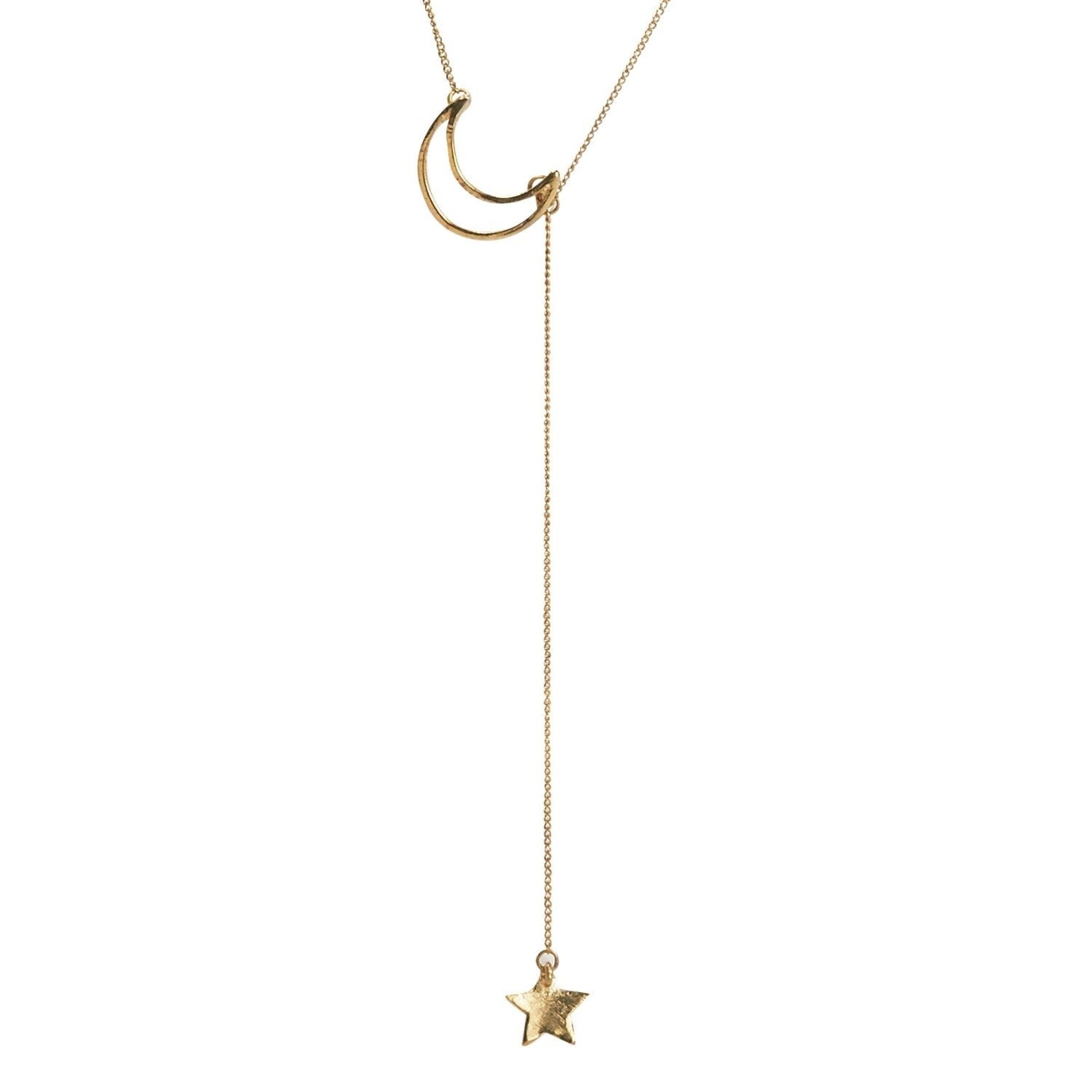 India Necklace Moon/Star/Fn Chain 16L Gold
