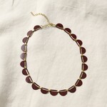 India Necklace Linked Half Circles Brass 16L Red/Gold