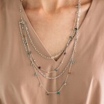 India Necklace Convertible Bd Onyx Stn/Br 28L Silv/Multi
