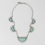 Philippines Necklace 5 Semicircles Capiz/Mtl 19.5L Light Green