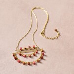 India Necklace Half Crcl Pend Br/Clay 26L Br/Orng/Tan