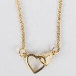 India Necklace Linked Hearts Fine Chain Brass 19L Gold