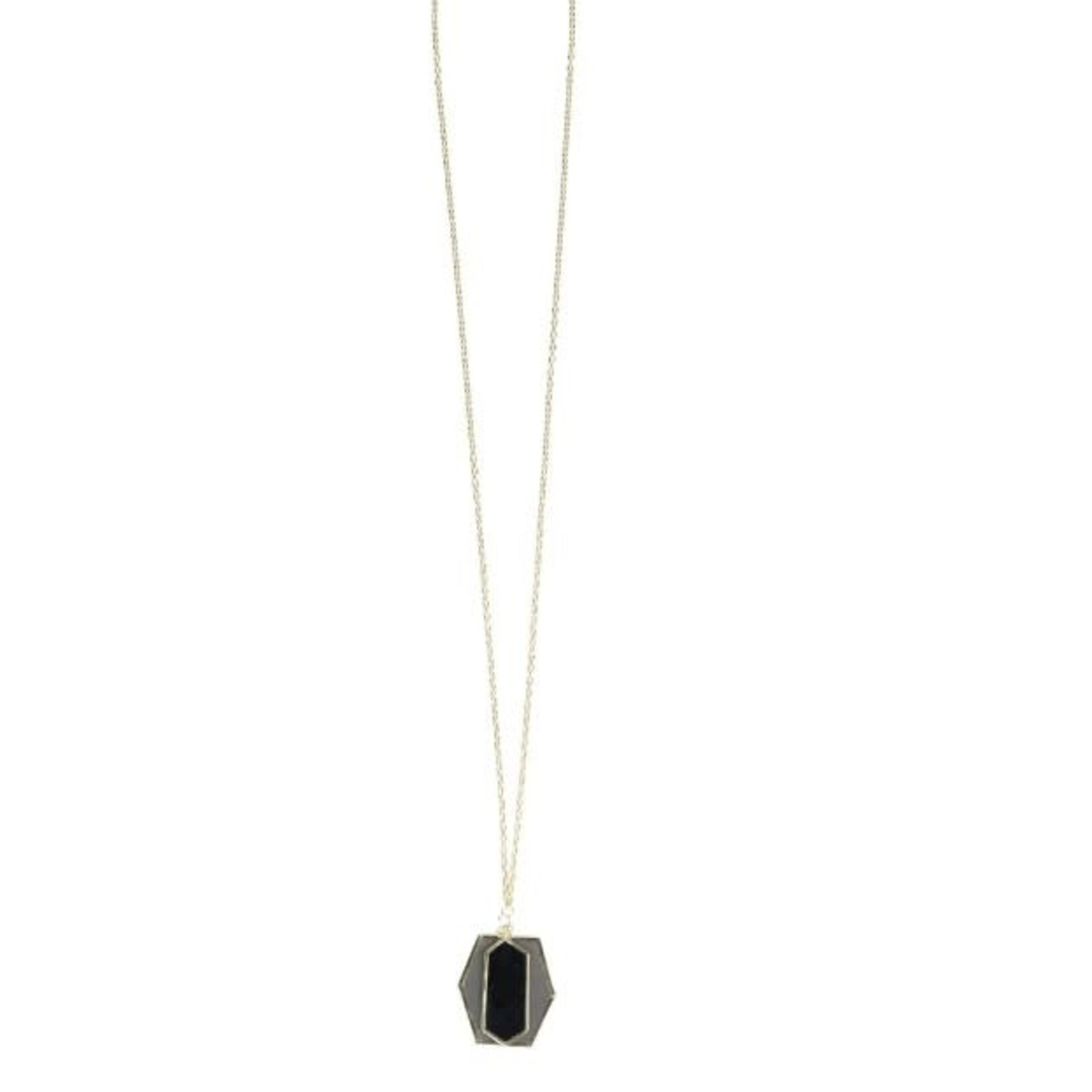 Philippines Necklace 2 hexagons nightfall capiz 32L navy/gold