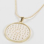 India Necklace Circle Pend Fretwork Bone 16L C