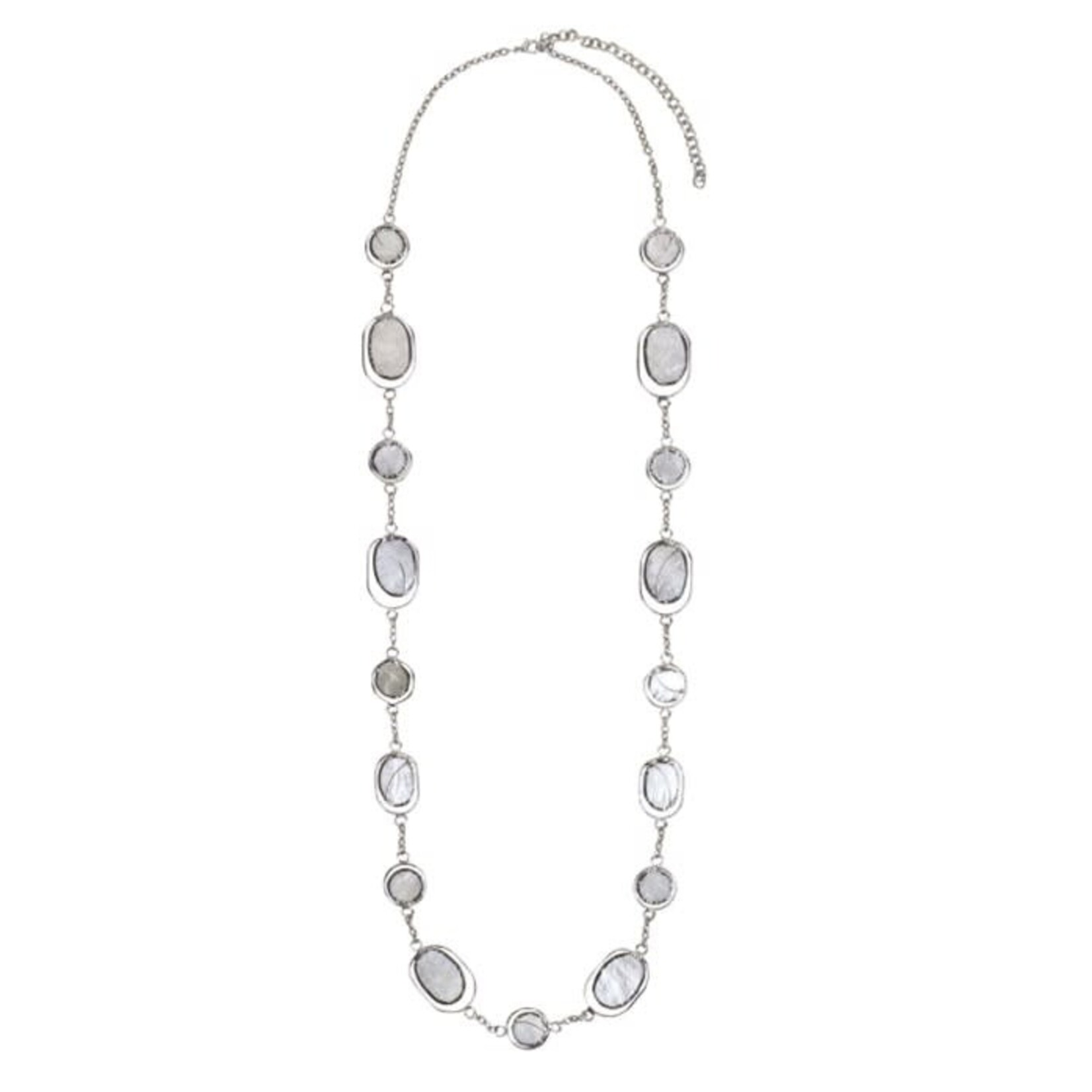 Philippines Necklace Oval In Oval Capiz/Brass 32L Cr