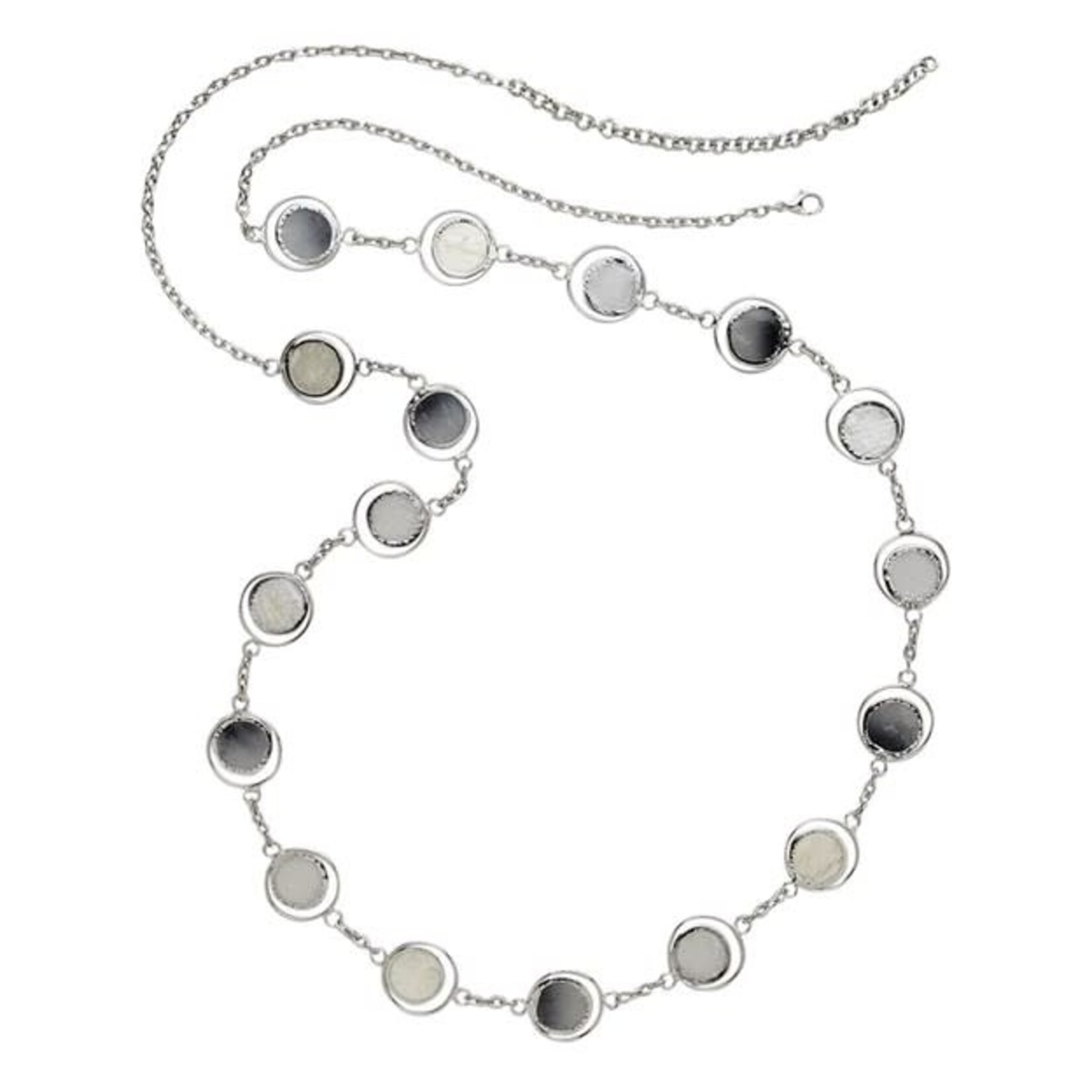 Philippines Necklace Circles Capiz 40L Cream/Gray/Si