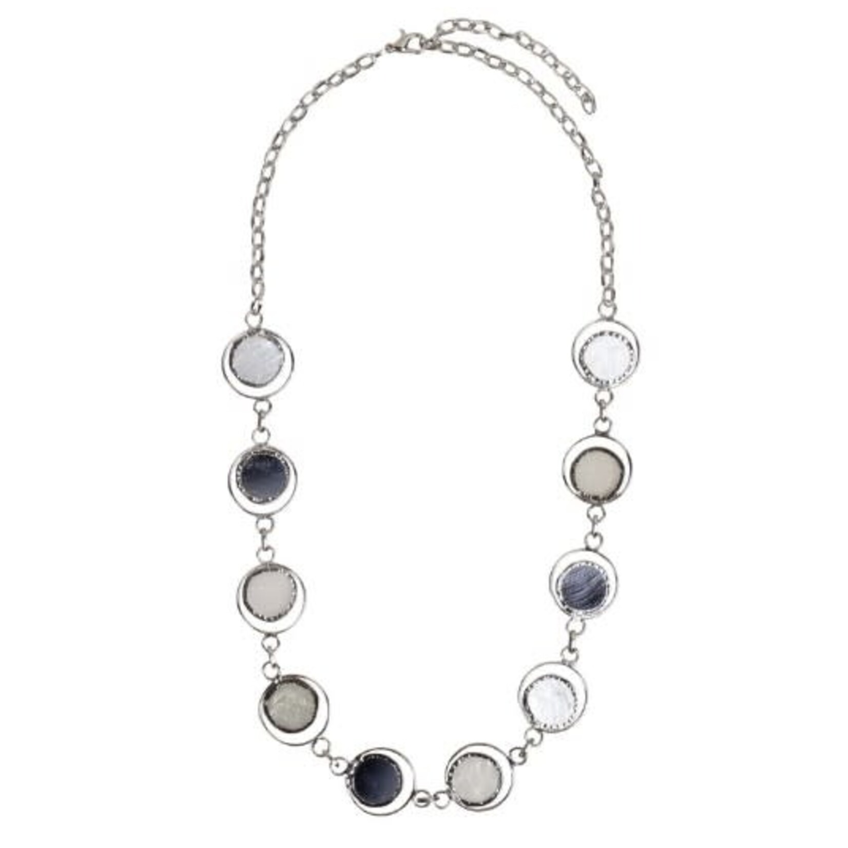 Philippines Necklace Linked Circles Capiz 22L Gray/C
