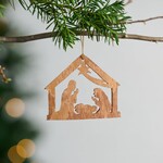 Vietnam Ornament Nativity M/3 Cutout Cinn Bark 3H Brn