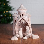 Bangladesh Nativity Mahal S/6 Terracotta 5X3X8.5H Whitewash