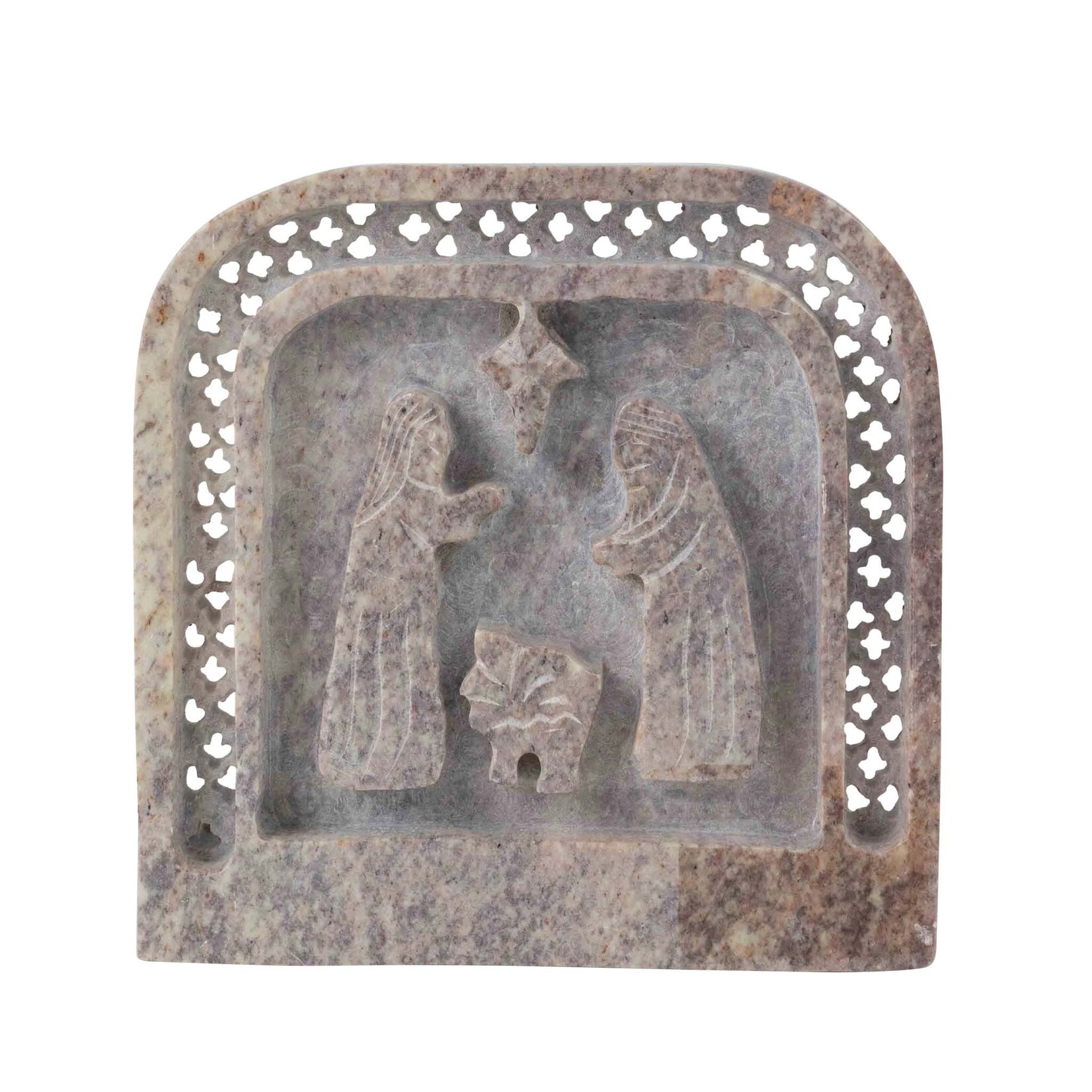 India Nativity holy family arched stone 4H nat/asst