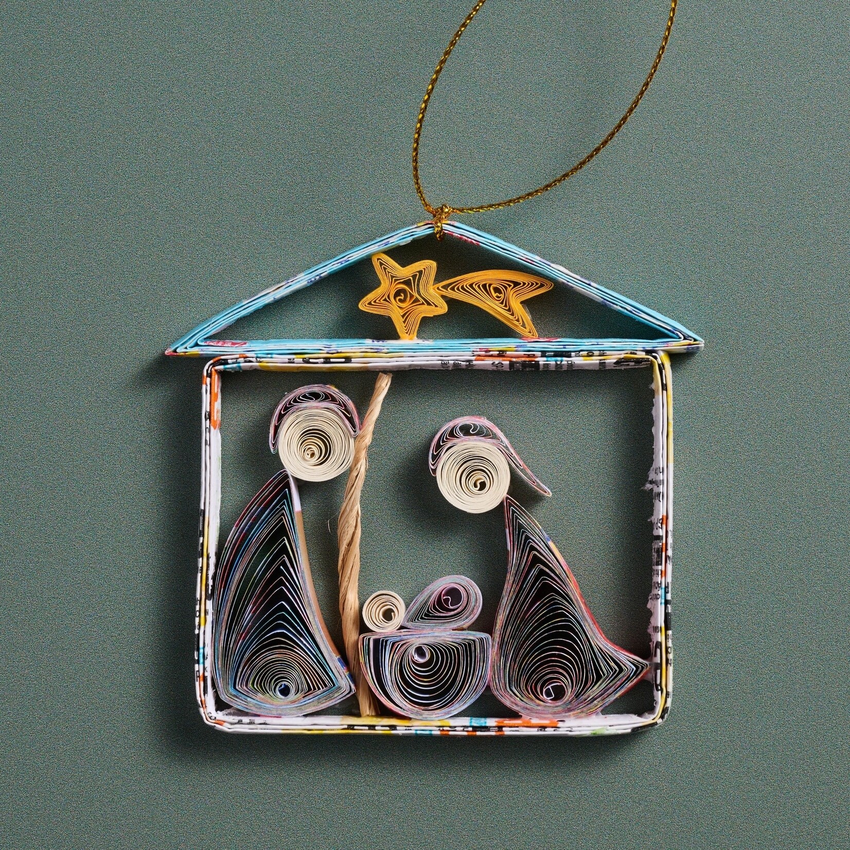 Vietnam Ornament Nativity M/3 Quilled Paper 3H Yel/Asst