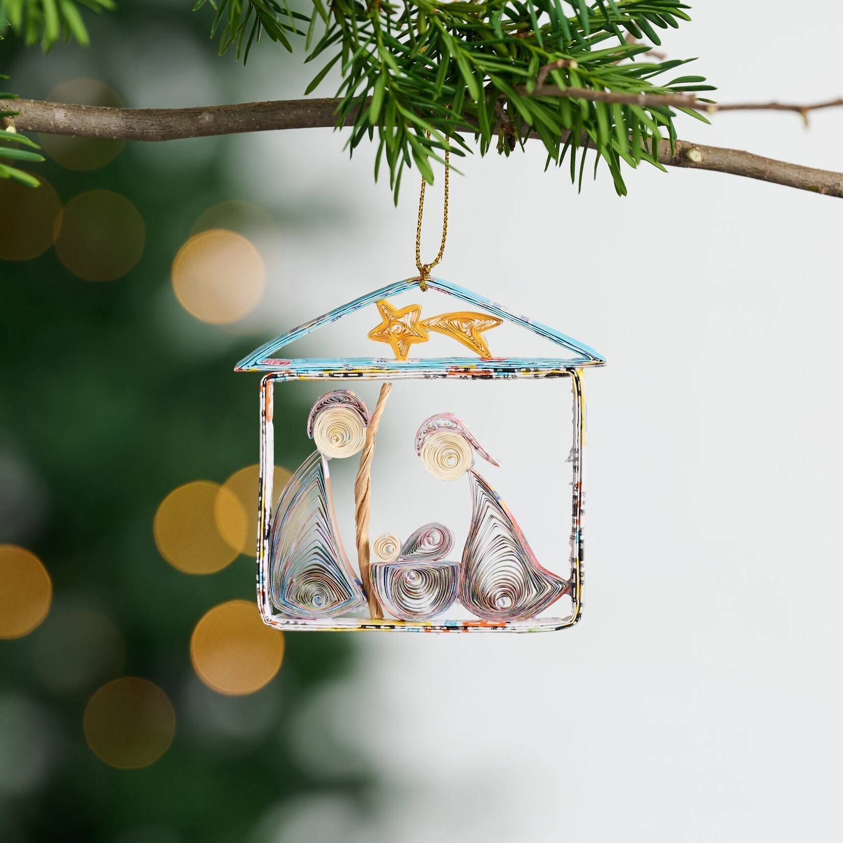 Vietnam Ornament Nativity M/3 Quilled Paper 3H Yel/Asst