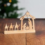 India Nativity Flat W/Wisemen Cut Out Wood 6.5Lx4.5H Nat