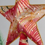 Bangladesh Tree Topper 3D Star Paper/Sari 6Wx10.5H Asst/Gold