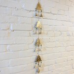 India Chime Four Trees Recycled Iron/Glss 35L Brss/Grn