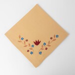 India Napkin Embroidered M/4 Flrl Cttn 20Sq Beige/Rd/Blu