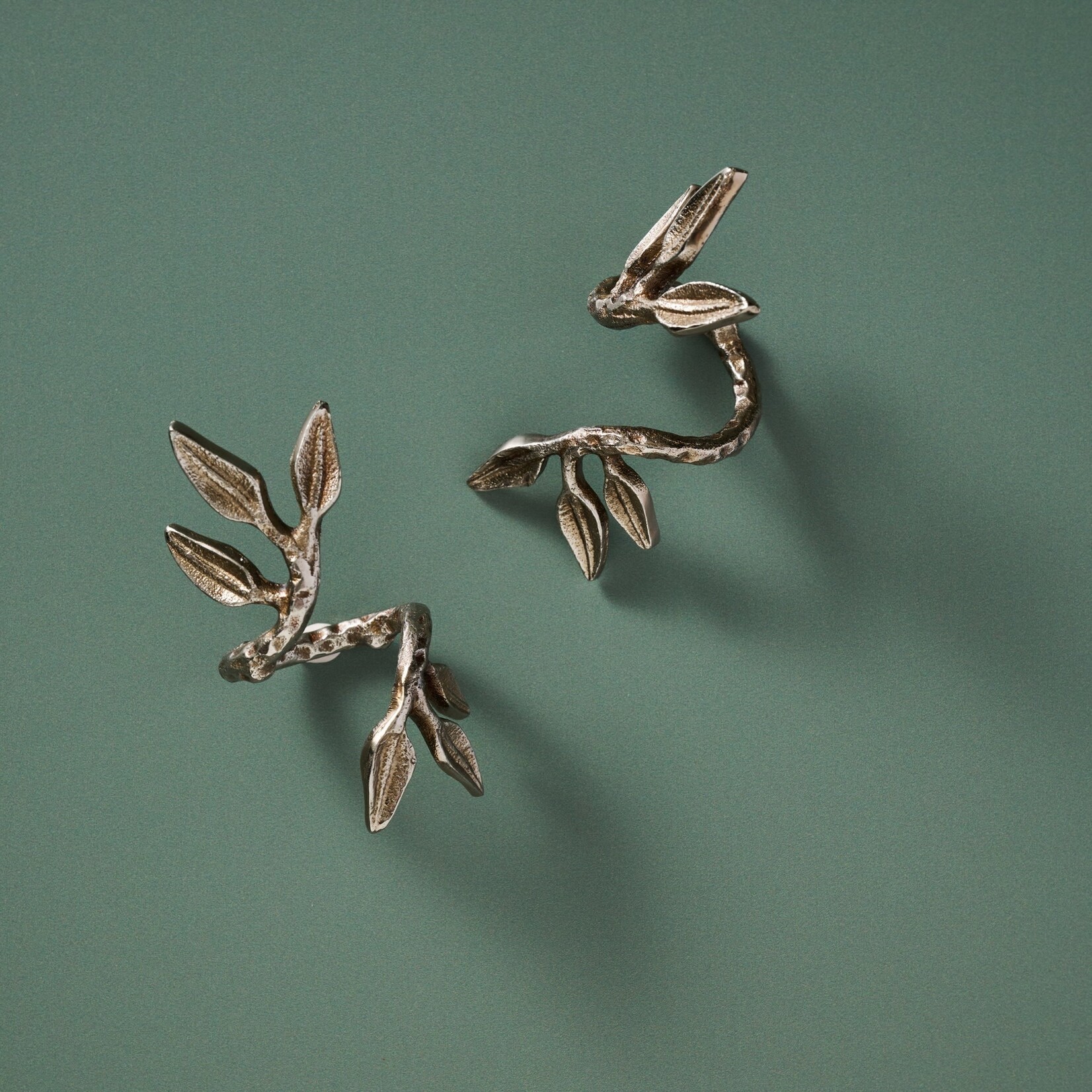 India Napkin Rings S/2 Branch Alum 4.5Lx2W Silv