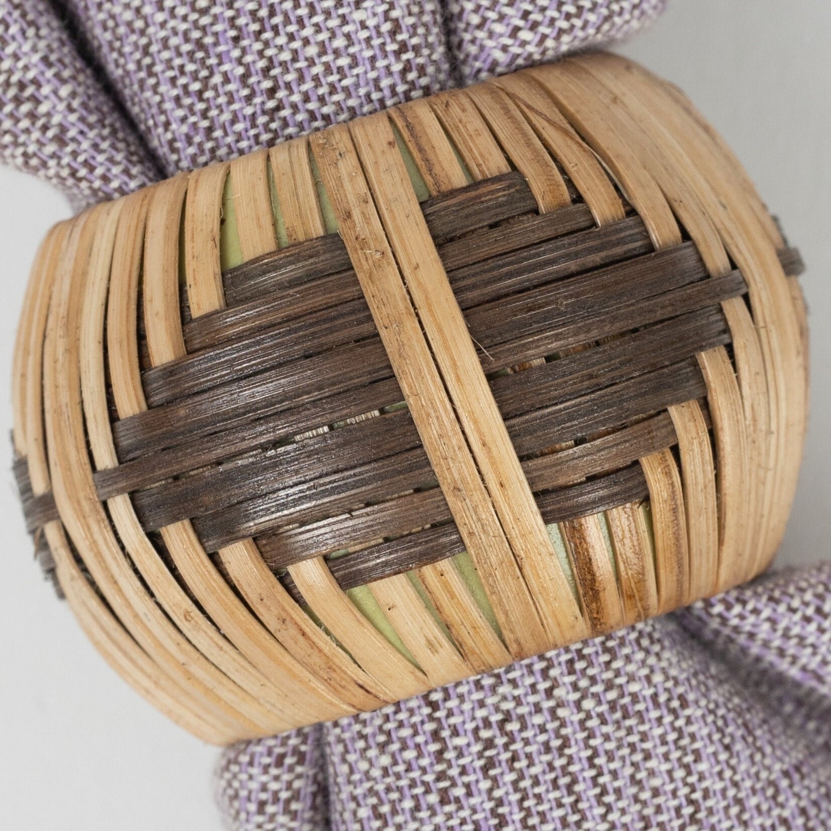 India Napkin Ring Set/2 M/2 Cane/Resin 2.25D Nat/Brn