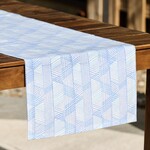 India Table Runner Retro Stripes Cotton 72X16 Blue/Cream
