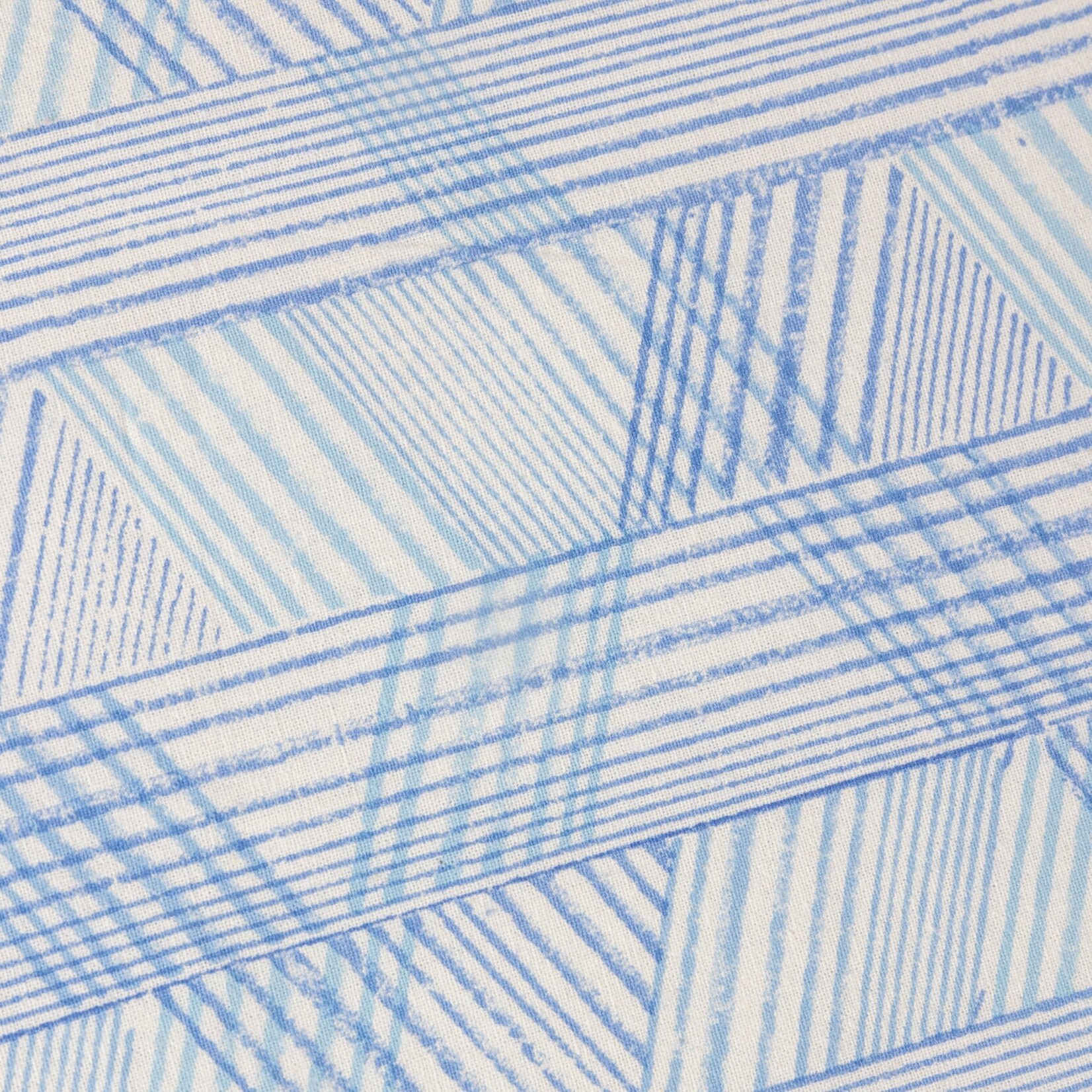 India Table Runner Retro Stripes Cotton 72X16 Blue/Cream