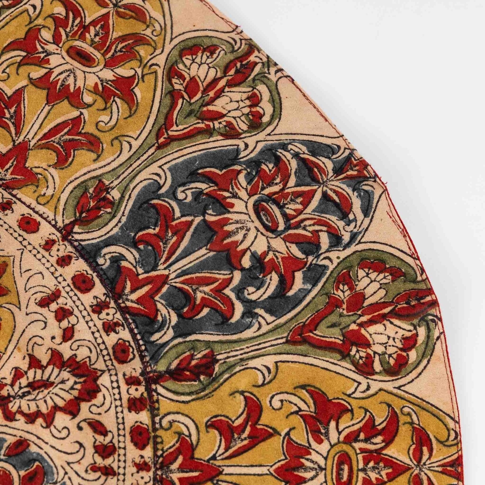 India Table Topper Round Kalamkhari Cttn 24D Rd/Blu/Yel