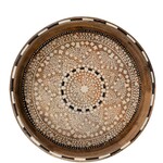 India Tray hand painted mandala mango 15Dx2H brn/wht/blk Mango Mandala Serving Tray