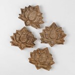 India Coasters S/4 Lotus Blossom Wood 4D Natural
