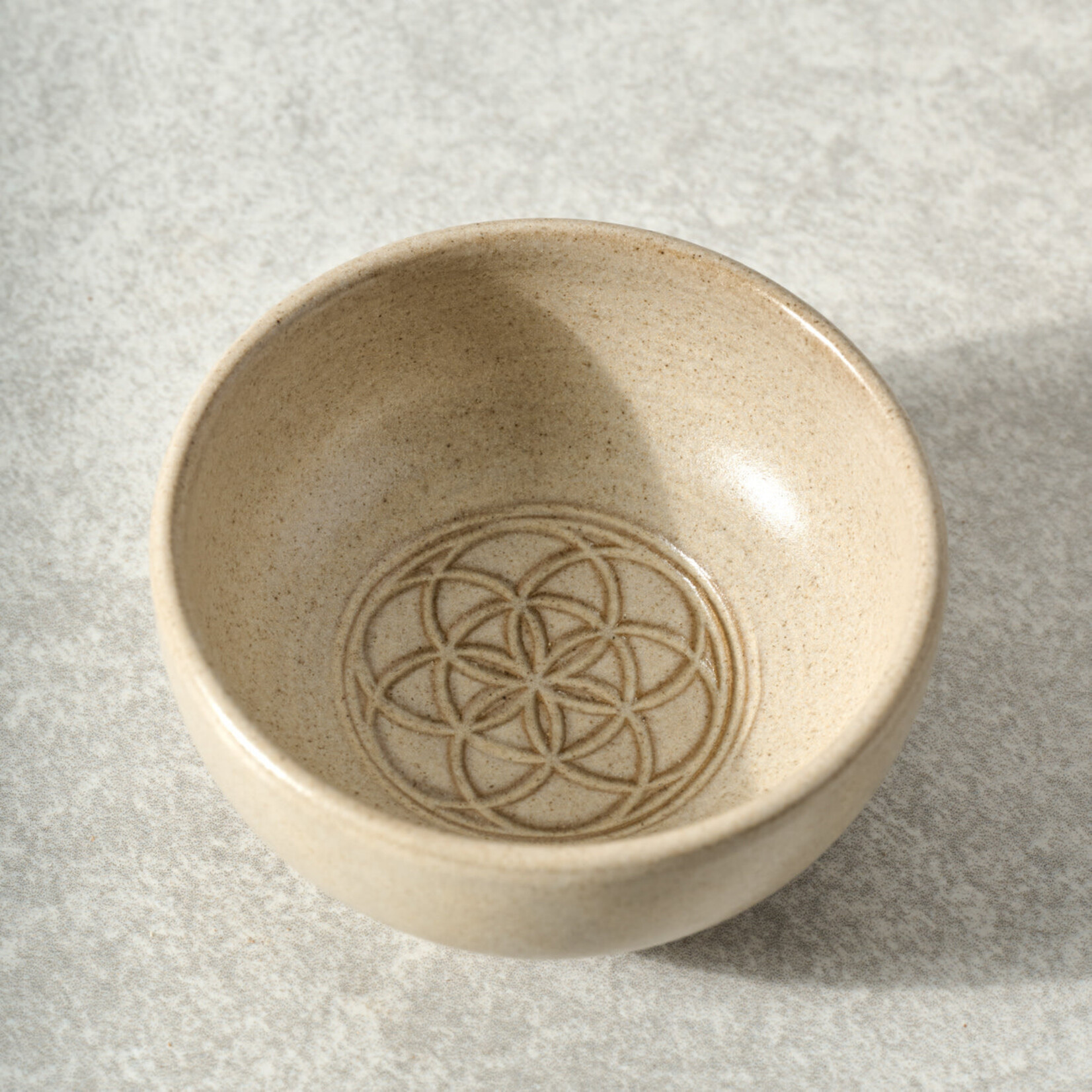 Nepal Bowl Dipping Seed Of Life M/2 Ceramic 3.5D Tan