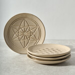 Nepal Plates Appetizer Set/4 Sacred Geo Ceramic 5D Tan