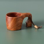 India Mug Kuksa W/Strap Neem Wood/Leather 3Dx2.5H Nat