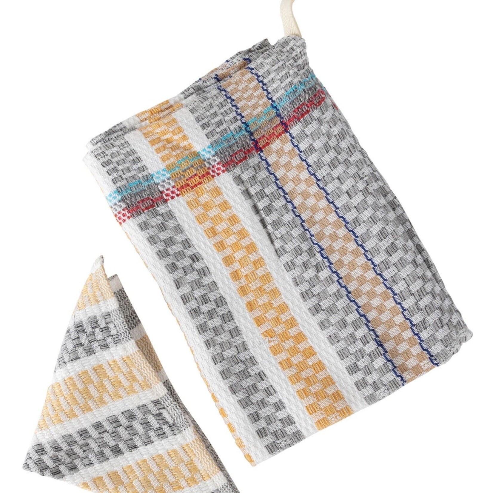 Egypt Tea towel/cloth set stripes cttn 24x18/9sq yel/gry