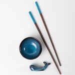 Vietnam Chopstick Set W/Rest/Bowl Whale Cer/Wd 9.5L/3D Blu