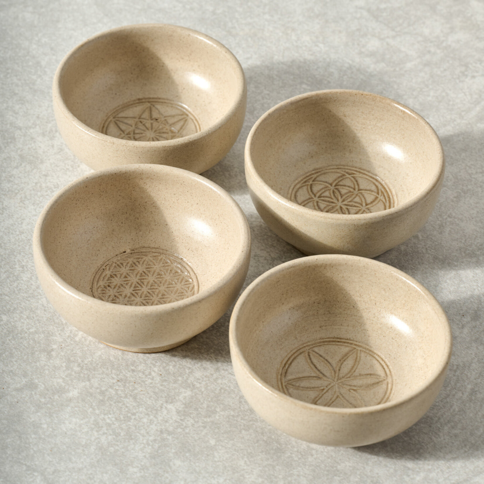 Nepal Bowl Dipping Germ Of Life M/2 Ceramic 3.5D Tan