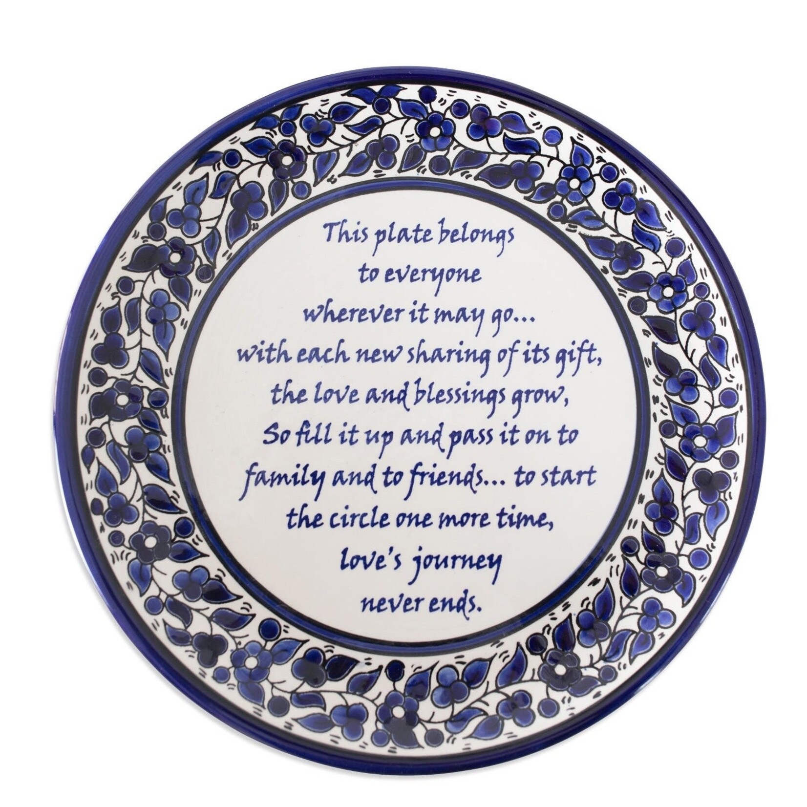 West Bank Plate W/Sharing Poem Ceramic 10D Navy/Wh