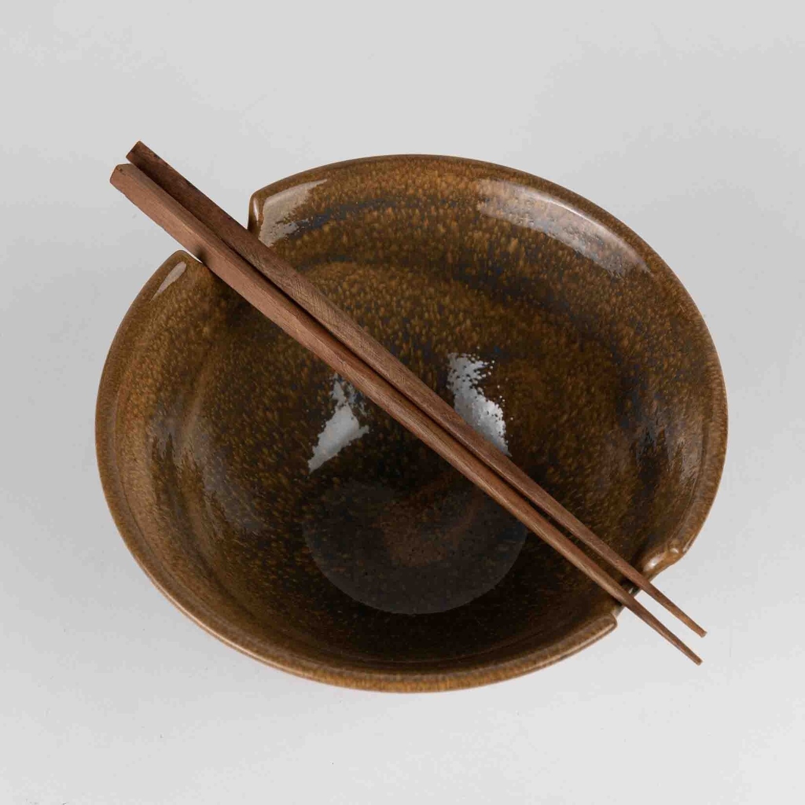 Nepal Bowl W/Chopsticks Nat/W/Ombre Cer 6Dx3H Blu/Beige