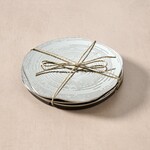 India Coasters S/4 Wood Grain S-Steel 4D Silver