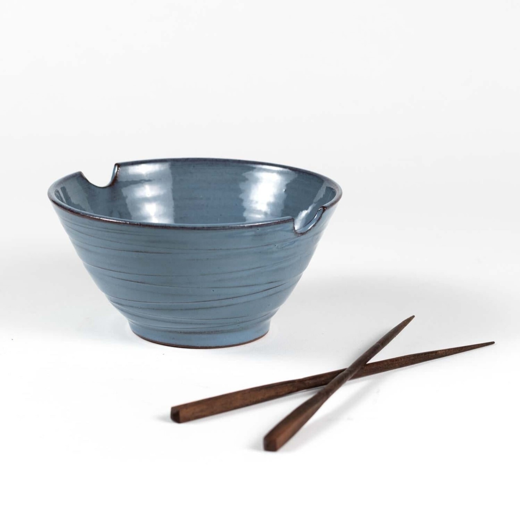 Nepal Bowl W/Chopsticks Ceramic 6Dx3H Blue/Bro