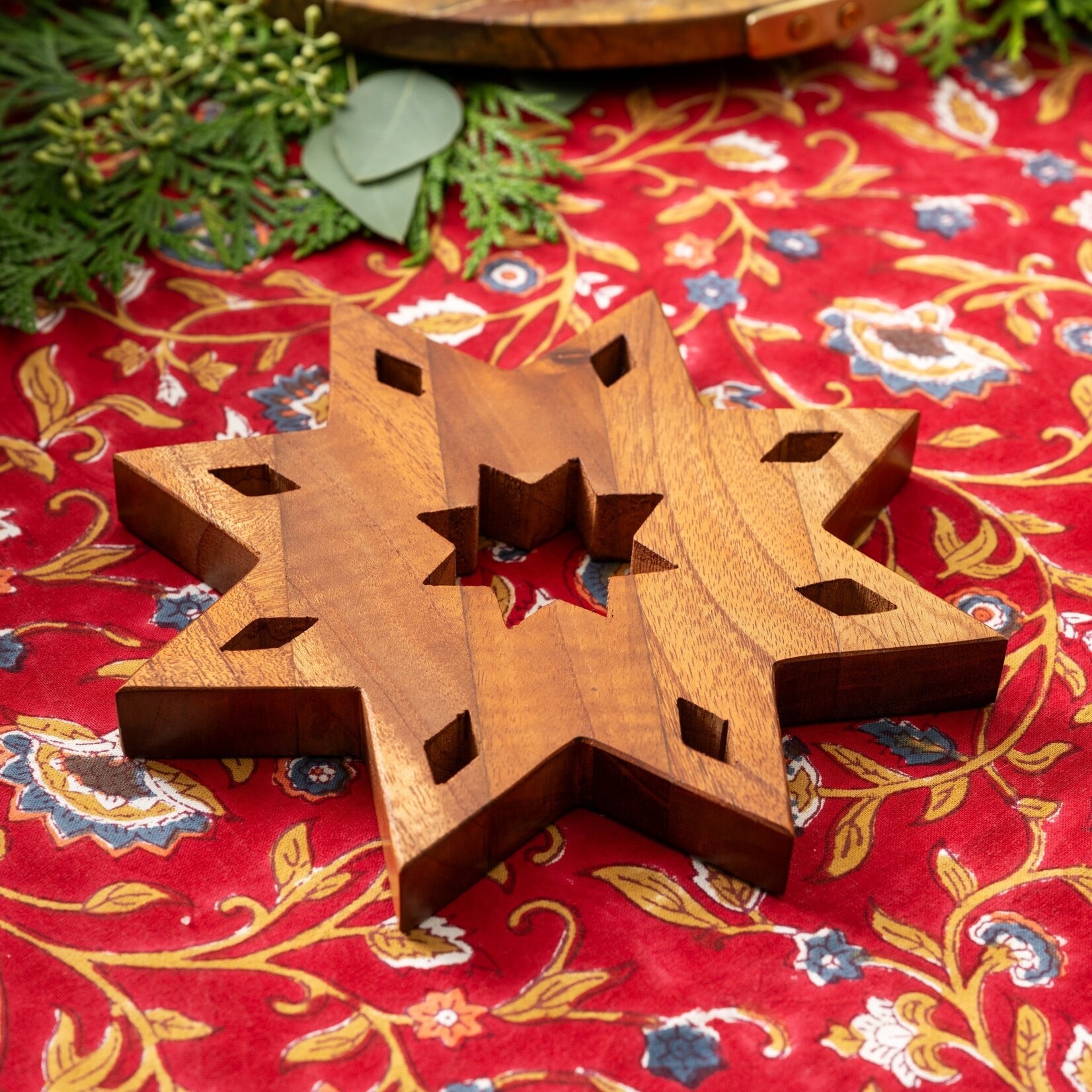 India Trivet Guiding Star Tun Wood 8D Brown