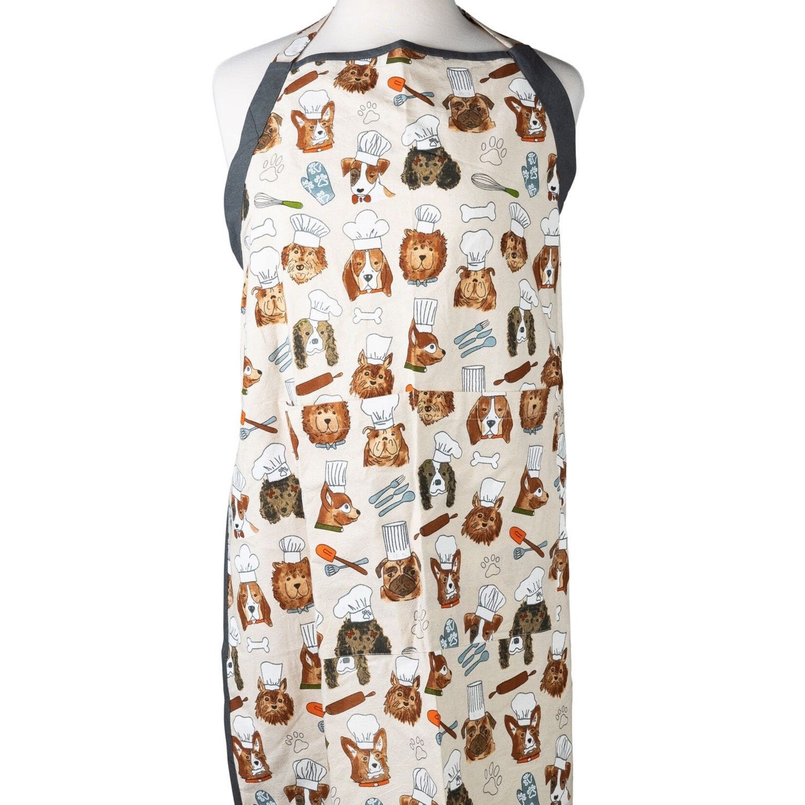 India Apron Dog Chefs Cotton 33L Cream/Brown/G