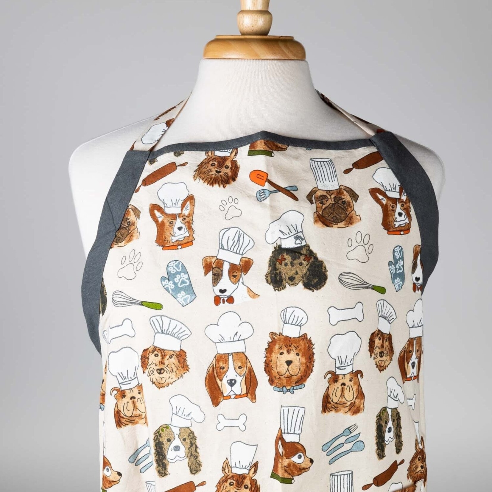 India Apron Dog Chefs Cotton 33L Cream/Brown/G