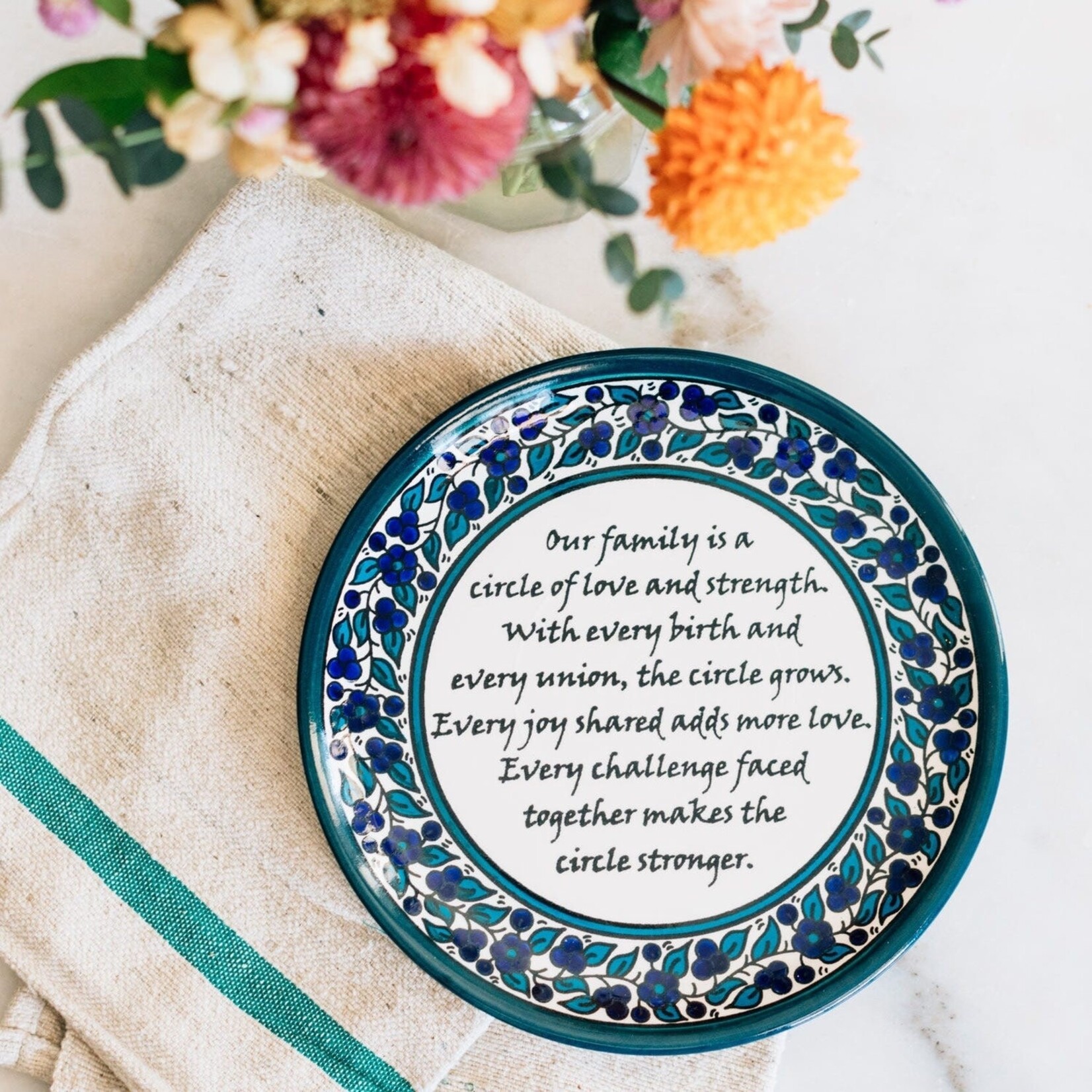 West Bank Plate Family Poem Ceramic 10D Green/Navy