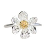 India Ring Flower W/6 Petals .5D Brass .75D Silver