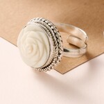 Nepal Ring Bagaica Rose Carved Bone