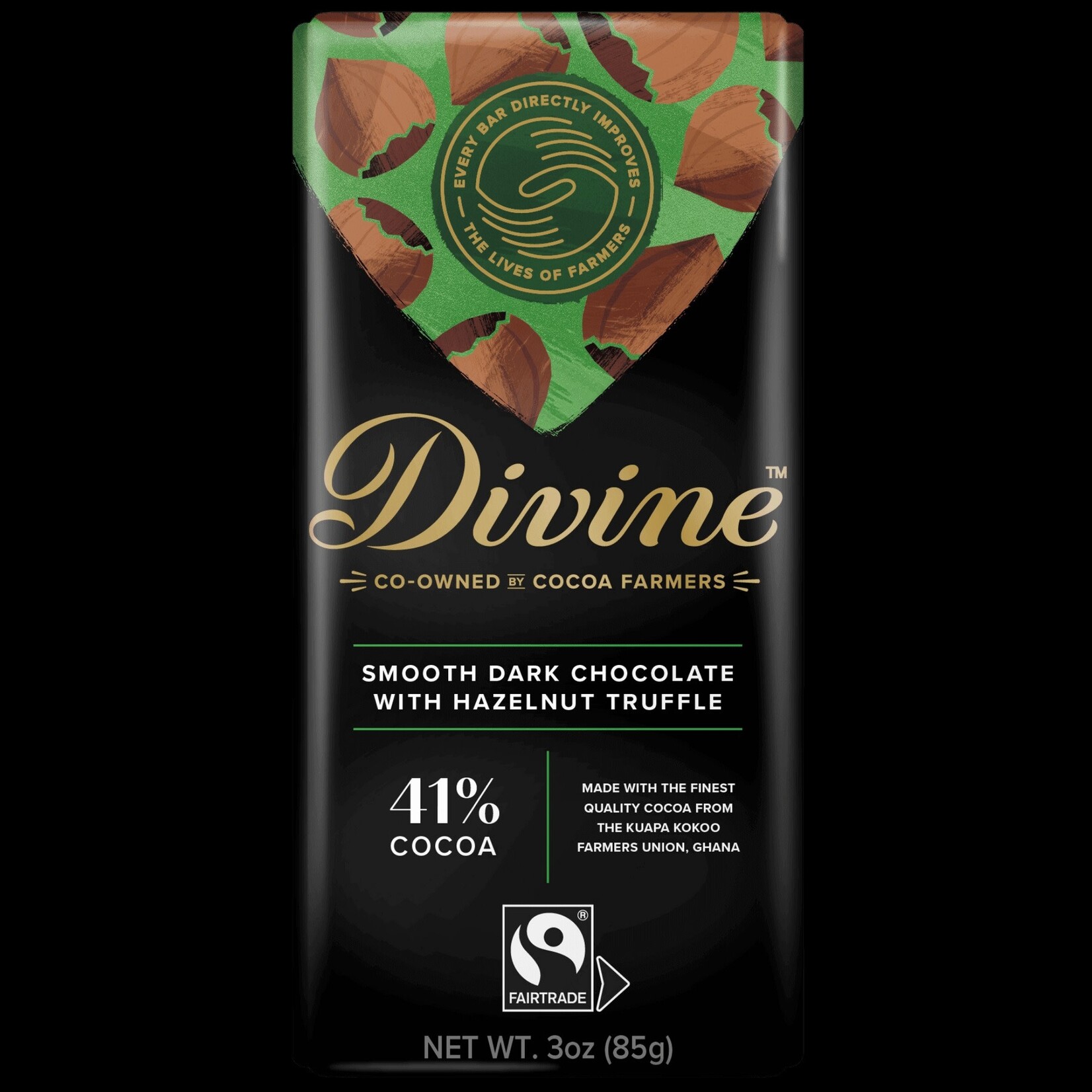Ghana Chocolate Dark 41% Hazelnut Truffle 3oz