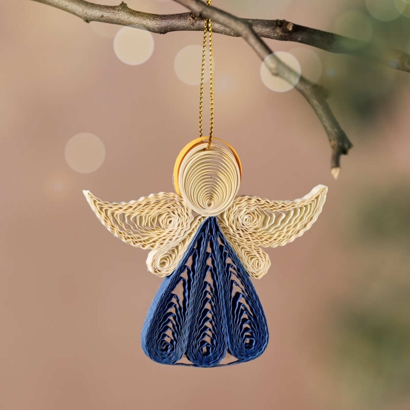 Vietnam Ornament Angel M/3 Quilled Paper 3Lw Blue
