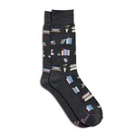 India Socks Give Books - Gray Bookshelves - L