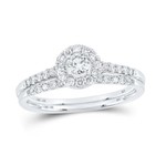 GND 10k White Gold 1/2 ctw Round Diamond Bridal Set
